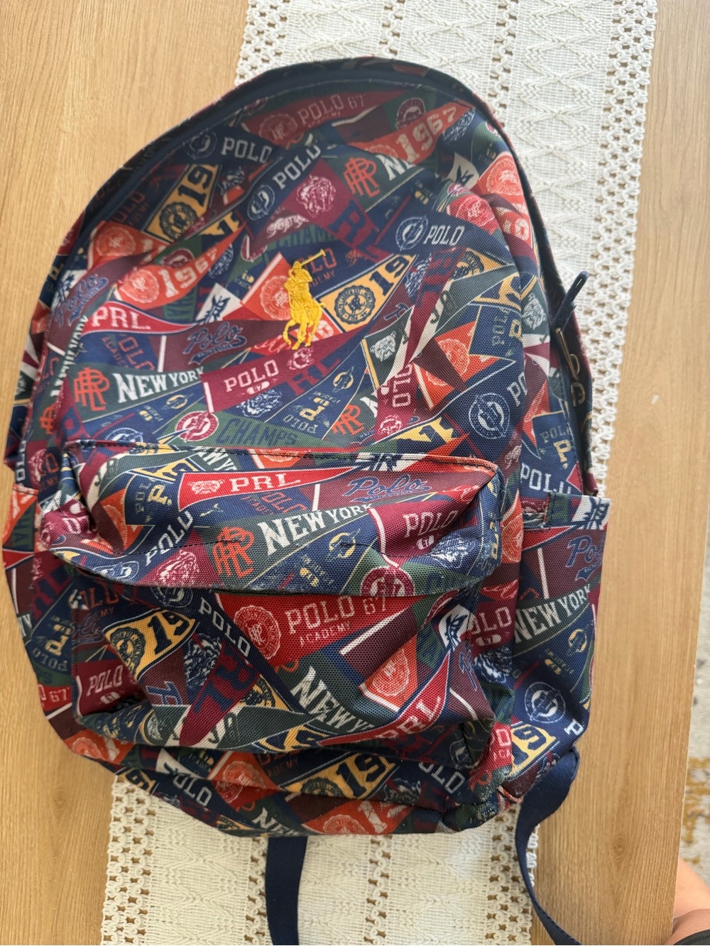 Polo by Ralph Lauren Navy Red Yellow Multicolor Logo Print Backpack
